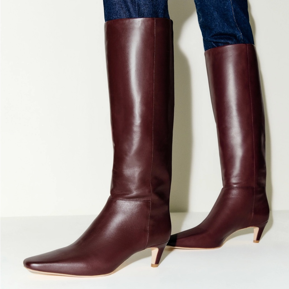 Reformation Burgundy Heeled Boots